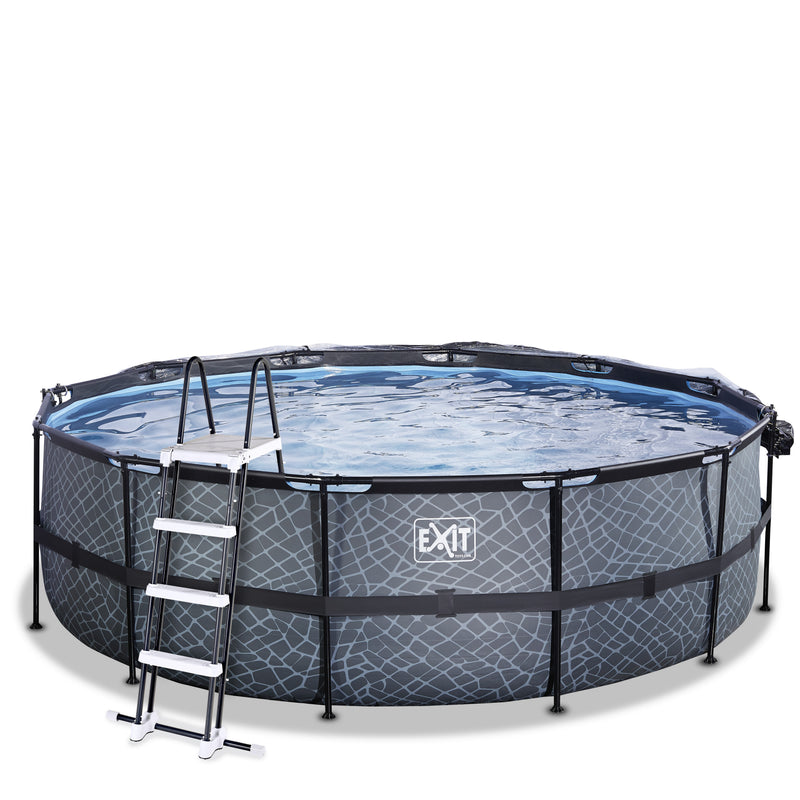 Stone pool ø450x122cm med dome og sandfilterpumpe - EXIT