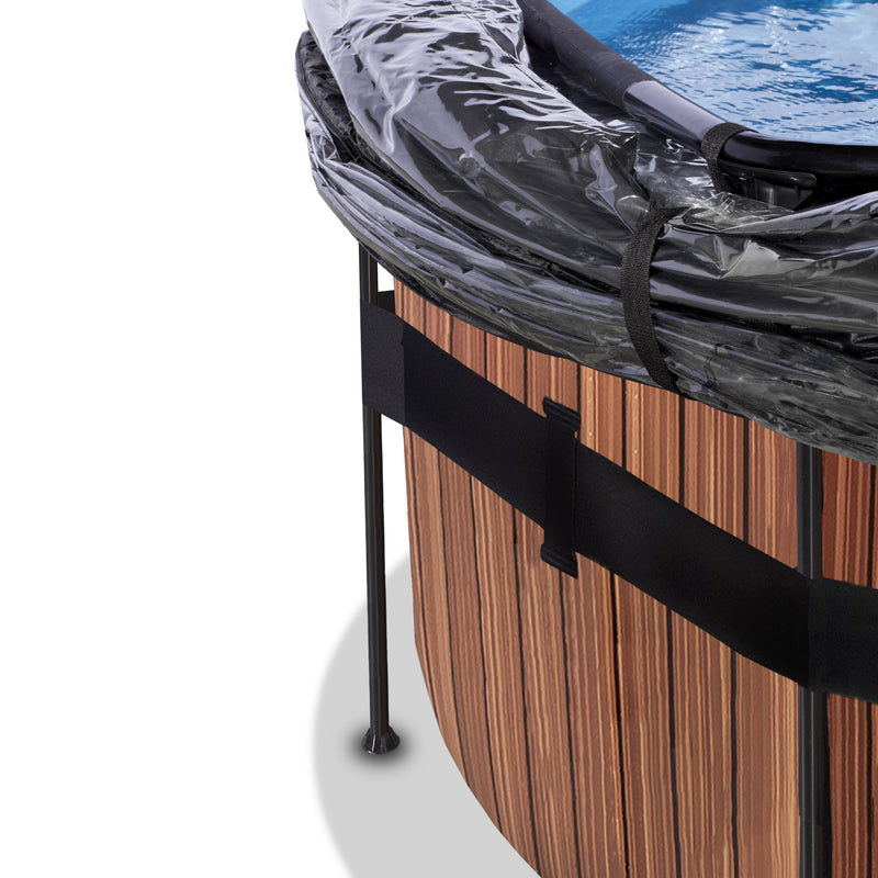 Wood pool ø450x122cm med dome og sandfilterpumpe - EXIT