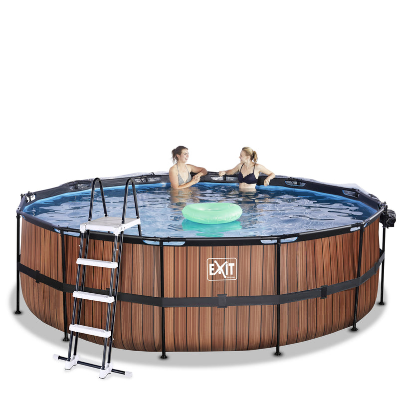 Wood pool ø450x122cm med dome og sandfilterpumpe - EXIT