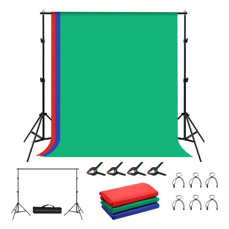 Puluz baggrundsstativ til fotostudie 2x2m + baggrunde 3 stk. PKT5204