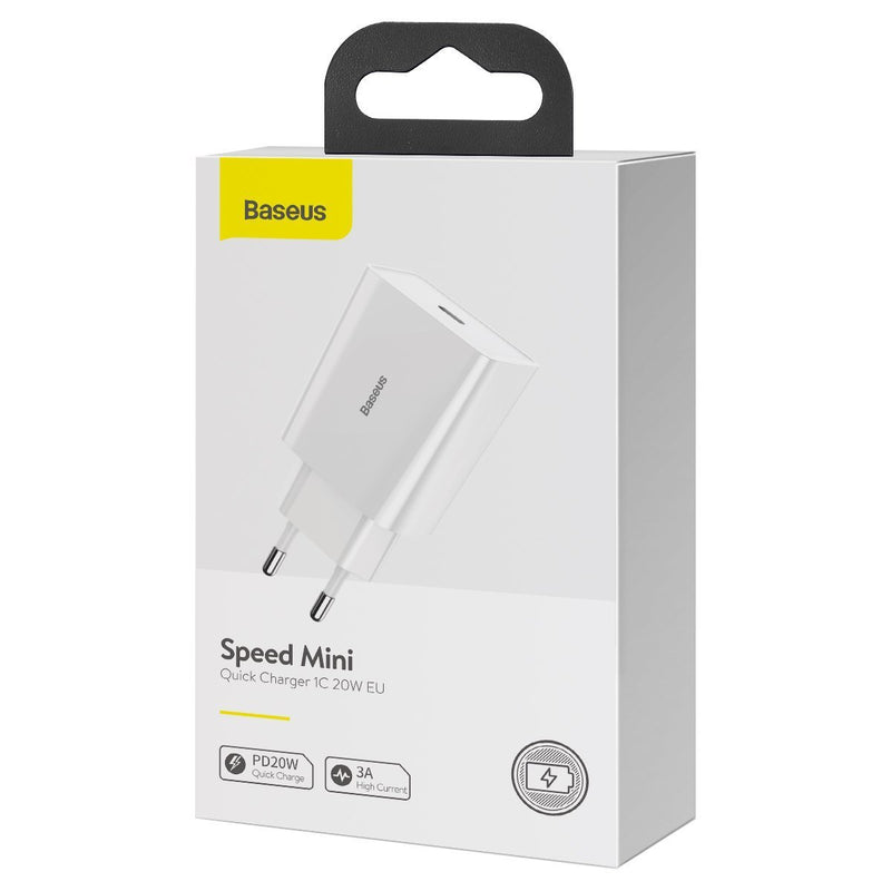 Baseus Speed Mini hurtiglader, USB-C, PD, 3 A, 20 W (hvid)