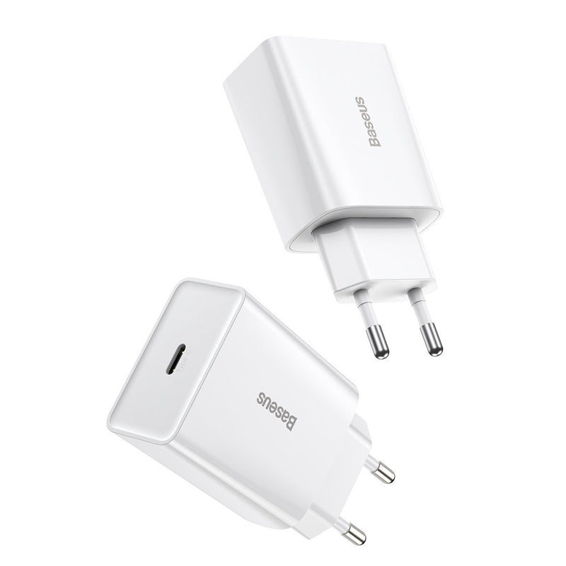 Baseus Speed Mini hurtiglader, USB-C, PD, 3 A, 20 W (hvid)