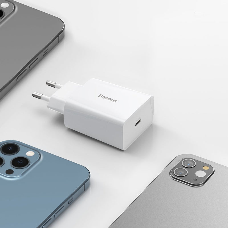 Baseus Speed Mini hurtiglader, USB-C, PD, 3 A, 20 W (hvid)