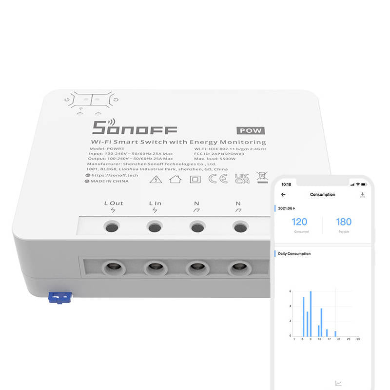 Sonoff POWR3 smart WiFi-kontakt med strømmålingsfunktion