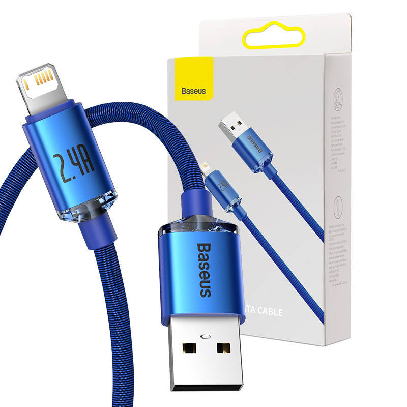 Baseus Crystal Shine kabel USB til Lightning, 2.4A, 1.2m (blå)