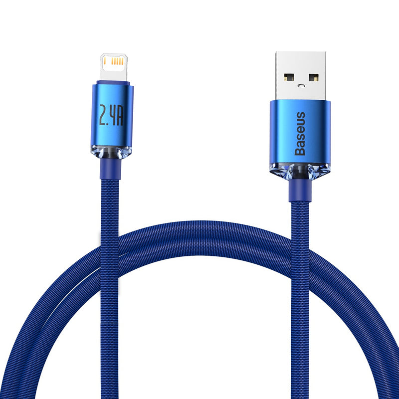 Baseus Crystal Shine kabel USB til Lightning, 2.4A, 1.2m (blå)