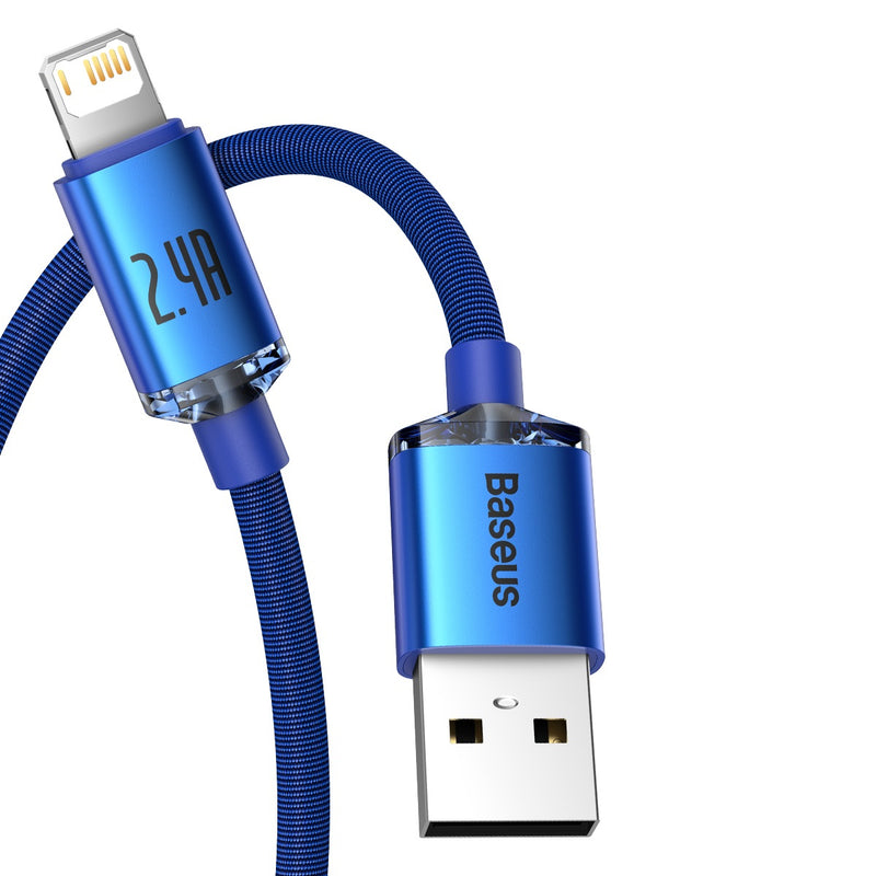 Baseus Crystal Shine kabel USB til Lightning, 2.4A, 1.2m (blå)