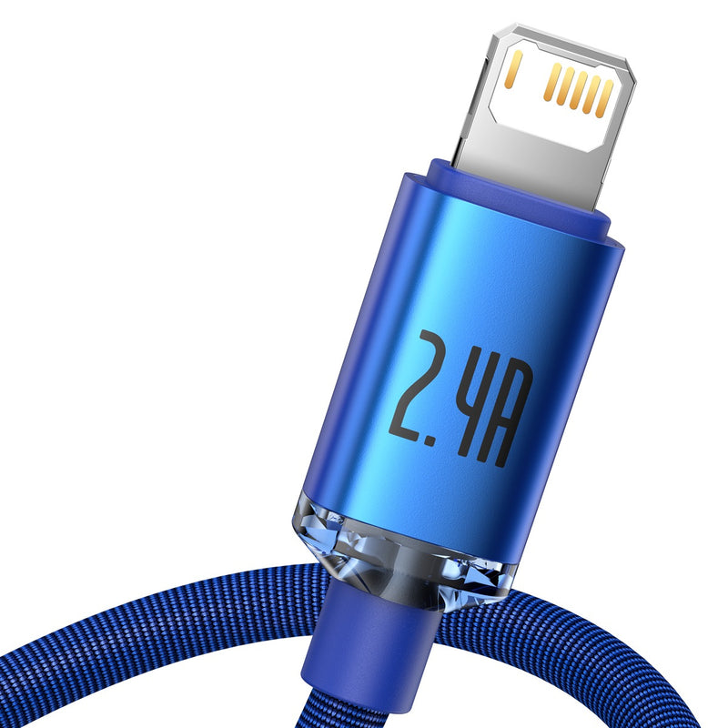 Baseus Crystal Shine kabel USB til Lightning, 2.4A, 1.2m (blå)