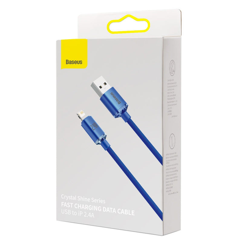 Baseus Crystal Shine kabel USB til Lightning, 2.4A, 1.2m (blå)