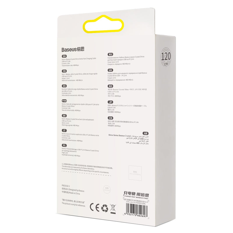 Baseus Crystal Shine kabel USB til Lightning, 2.4A, 1.2m (blå)