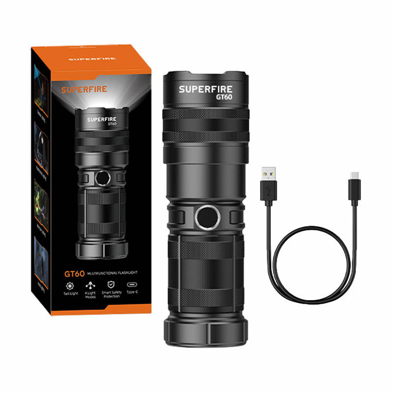 Superfire GT60 lommelygte, 2600 lm, 2 tilstande, USB-C
