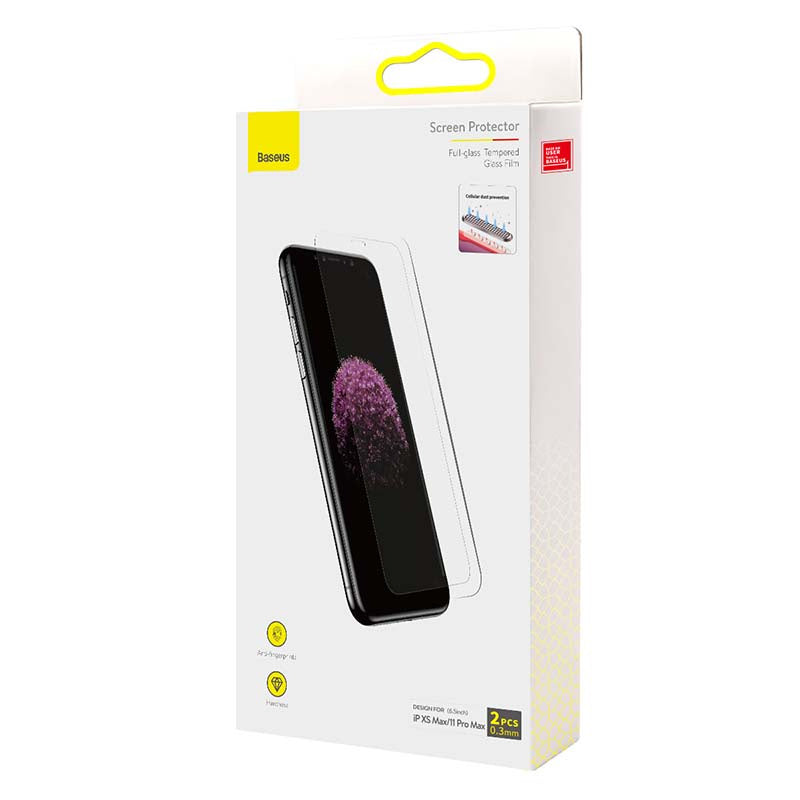 Baseus 0.3mm hærdet glas med fuld dækning (2 stk.) til iPhone XS Max/11 Pro Max 6.5 tommer
