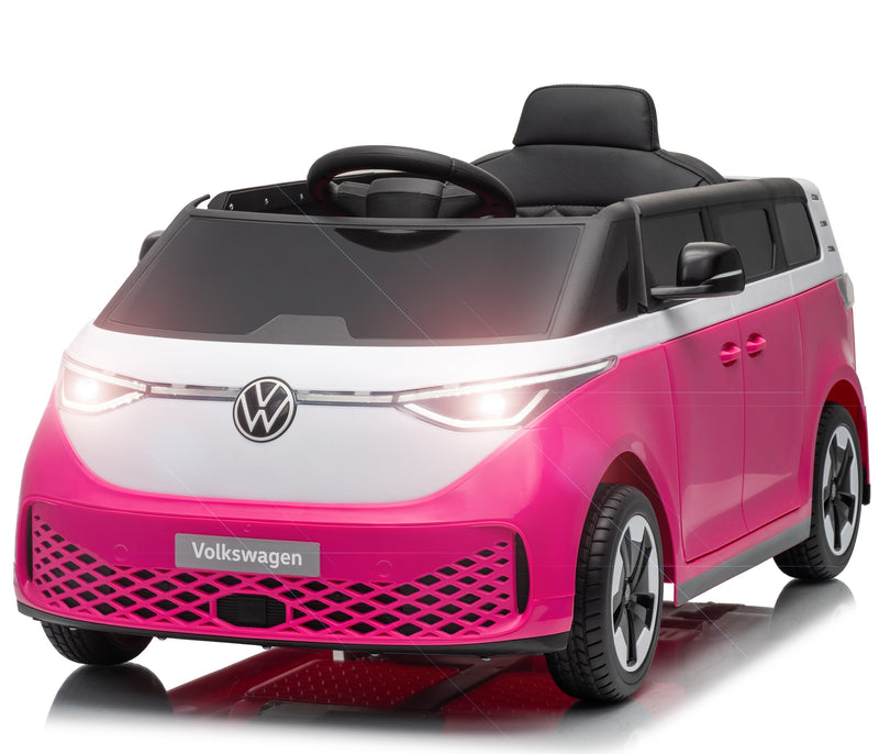 VW ID Buzz Elbil Til børn 22,2V m/Gummihjul, Lædersæde 2.4G Pink