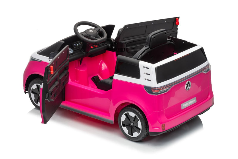 VW ID Buzz Elbil Til børn 22,2V m/Gummihjul, Lædersæde 2.4G Pink