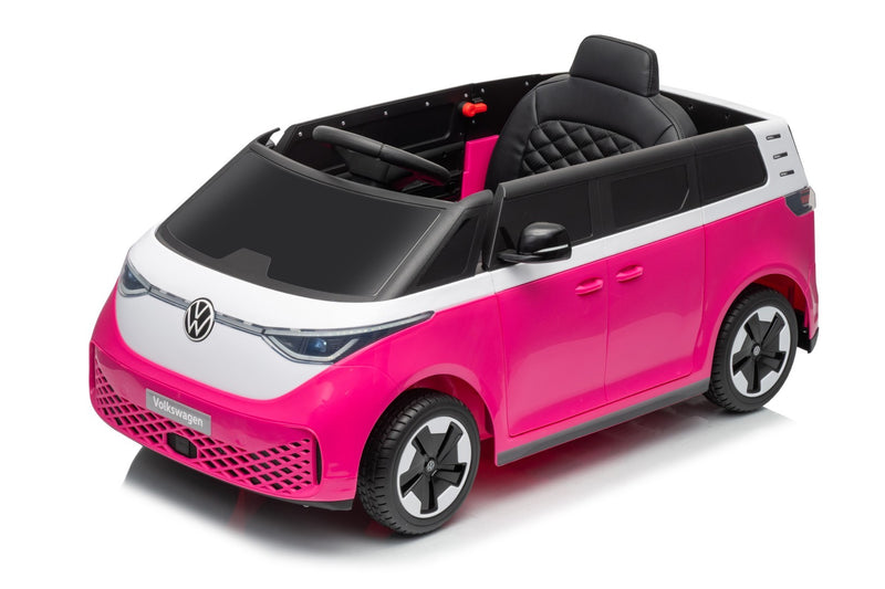 VW ID Buzz Elbil Til børn 22,2V m/Gummihjul, Lædersæde 2.4G Pink