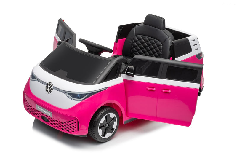 VW ID Buzz Elbil Til børn 22,2V m/Gummihjul, Lædersæde 2.4G Pink