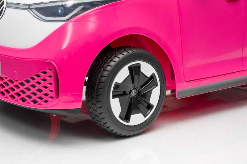 VW ID Buzz Elbil Til børn 22,2V m/Gummihjul, Lædersæde 2.4G Pink