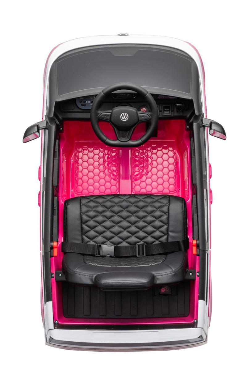 VW ID Buzz Elbil Til børn 22,2V m/Gummihjul, Lædersæde 2.4G Pink