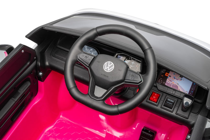 VW ID Buzz Elbil Til børn 22,2V m/Gummihjul, Lædersæde 2.4G Pink