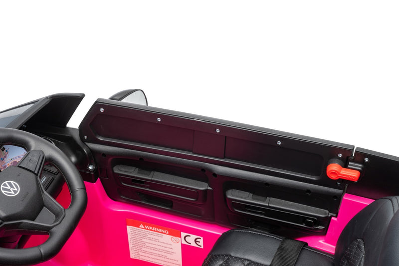 VW ID Buzz Elbil Til børn 22,2V m/Gummihjul, Lædersæde 2.4G Pink