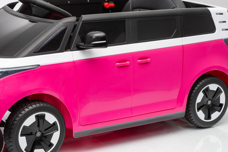 VW ID Buzz Elbil Til børn 22,2V m/Gummihjul, Lædersæde 2.4G Pink