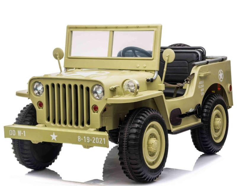 Army Classic Adventure XXL m/3 sæder + 4x24V Motor + Gummihjul, Lysegrøn