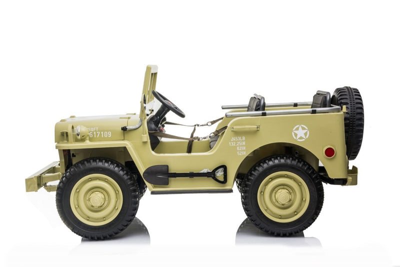 Army Classic Adventure XXL m/3 sæder + 4x24V Motor + Gummihjul, Lysegrøn