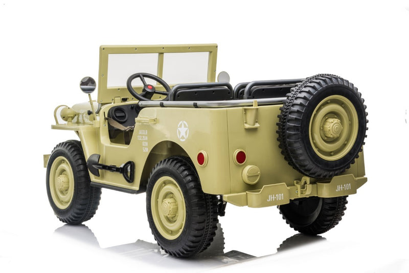 Army Classic Adventure XXL m/3 sæder + 4x24V Motor + Gummihjul, Lysegrøn