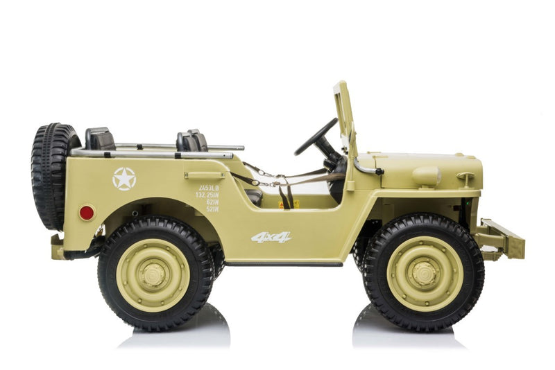 Army Classic Adventure XXL m/3 sæder + 4x24V Motor + Gummihjul, Lysegrøn