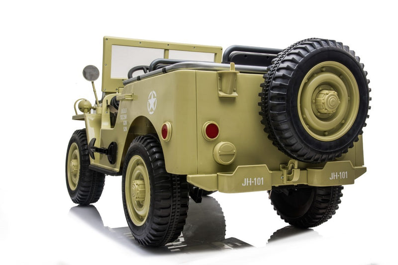 Army Classic Adventure XXL m/3 sæder + 4x24V Motor + Gummihjul, Lysegrøn
