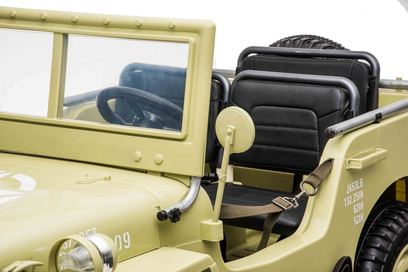 Army Classic Adventure XXL m/3 sæder + 4x24V Motor + Gummihjul, Lysegrøn