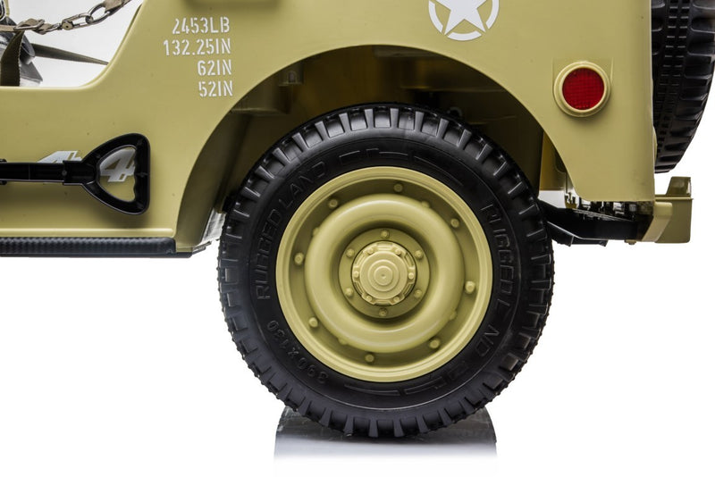 Army Classic Adventure XXL m/3 sæder + 4x24V Motor + Gummihjul, Lysegrøn