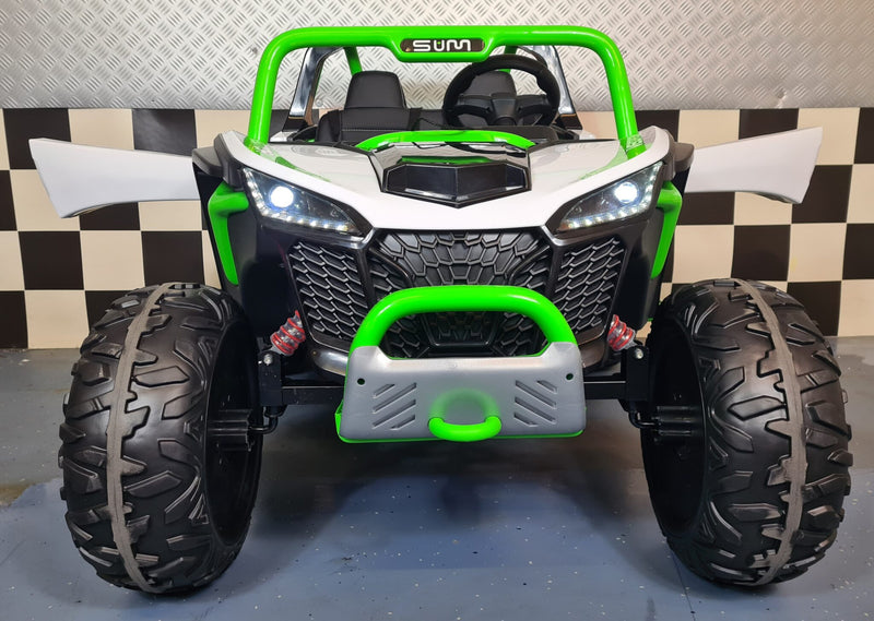 Børnebuggy 24V – 2 personer, hvid/grøn