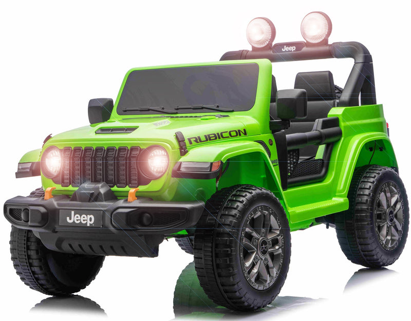 Jeep Wrangler Rubicon Elbil Til børn 21,6V m/Lædersæde, Gummihjul Grøn