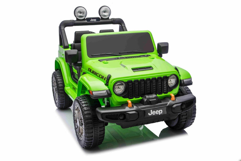 Jeep Wrangler Rubicon Elbil Til børn 21,6V m/Lædersæde, Gummihjul Grøn