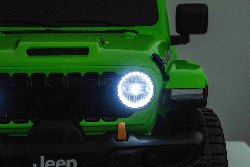 Jeep Wrangler Rubicon Elbil Til børn 21,6V m/Lædersæde, Gummihjul Grøn