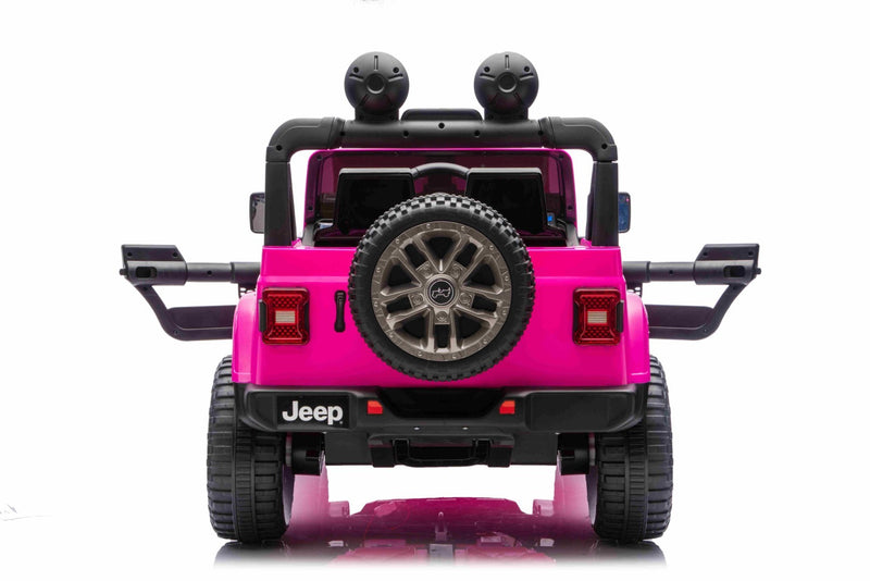 Jeep Wrangler Rubicon Elbil Til børn 21,6V m/Lædersæde, Gummihjul Pink