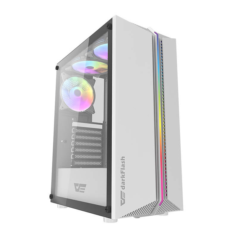 Darkflash DK151 LED-computerkabinet (hvid) + 3 RGB-blæsere