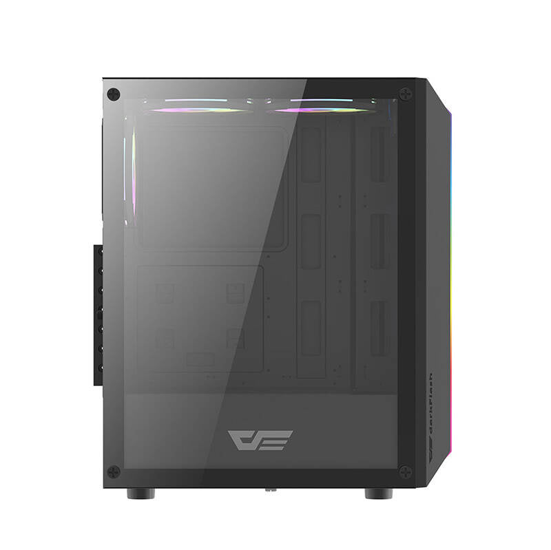 Darkflash DK151 LED-computerkabinet (sort) + 3 RGB-blæsere