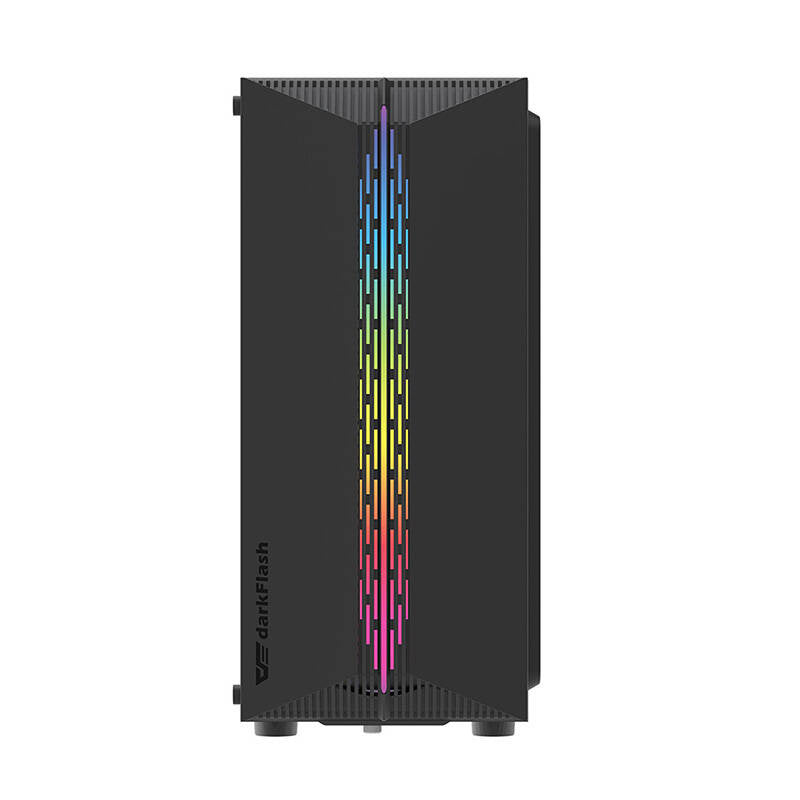Darkflash DK151 LED-computerkabinet (sort) + 3 RGB-blæsere