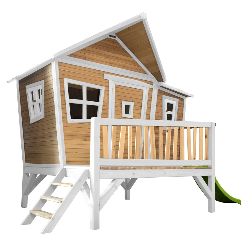 AXI Emma Legehus Brun/Hvid - Limegrøn Rutsjebane