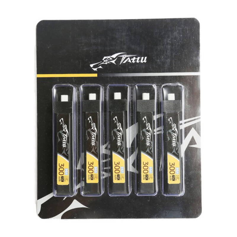 Tattu LiPo-batteri 300mAh 3.8V 75C 1S1P HV BT2.0.5 (5 stk.)