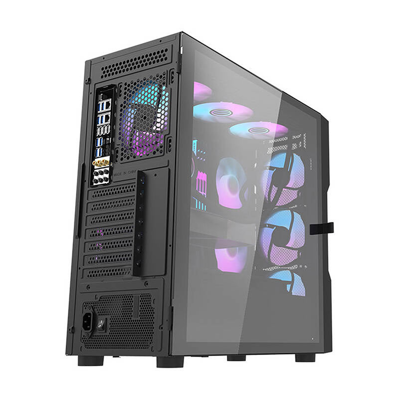 Darkflash DK431 Mesh computerkabinet (sort) + 4 ARGB-blæsere