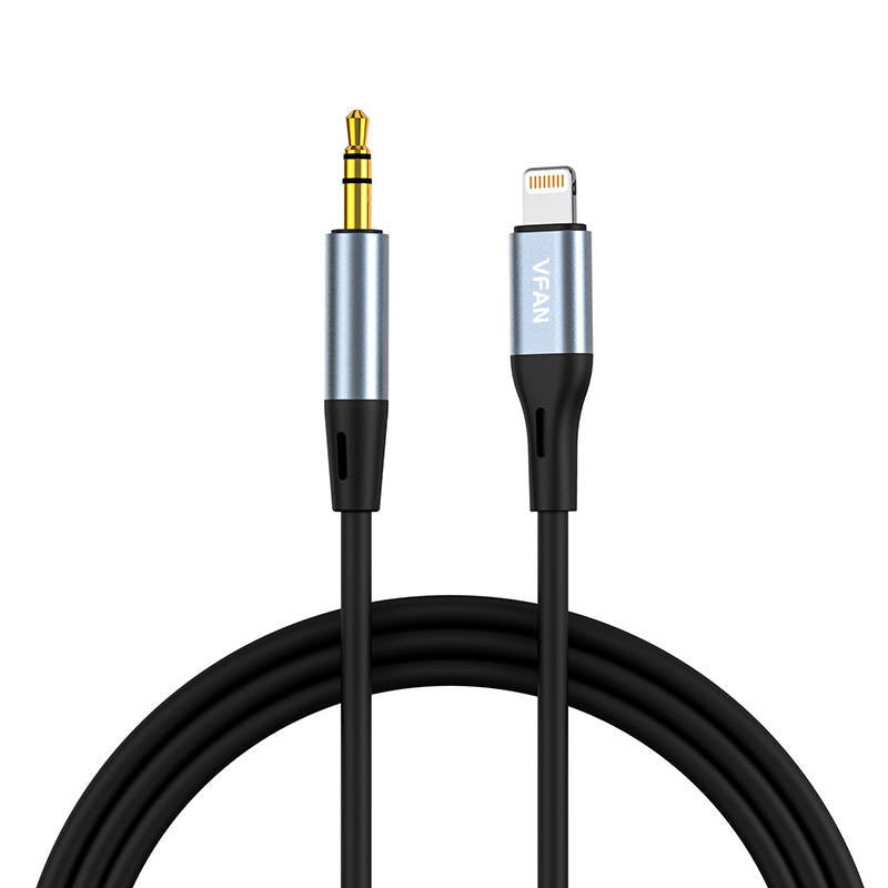 VFAN L05 kabel Lightning til 3,5 mm minijack AUX, 1 m (grå)