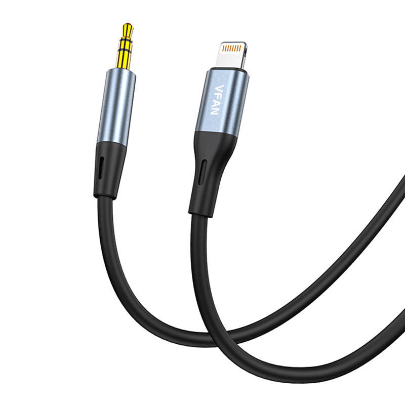 VFAN L05 kabel Lightning til 3,5 mm minijack AUX, 1 m (grå)