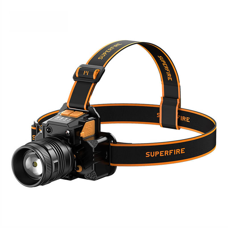 Superfire HL58 pandelampe, 350 lm, USB, 3 tilstande, 200m
