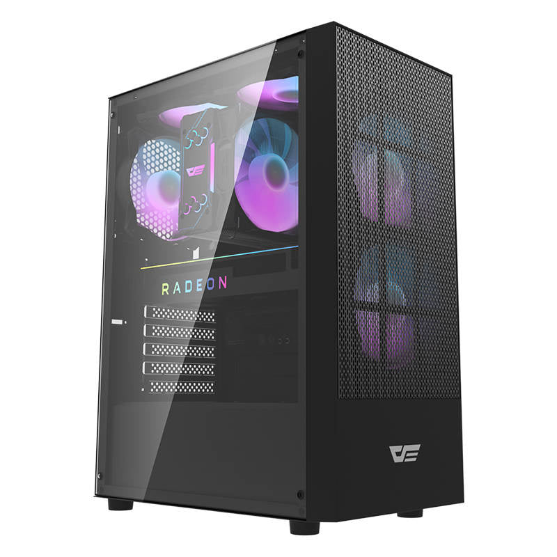 Darkflash A290 computerkabinet (sort) + 3 blæsere