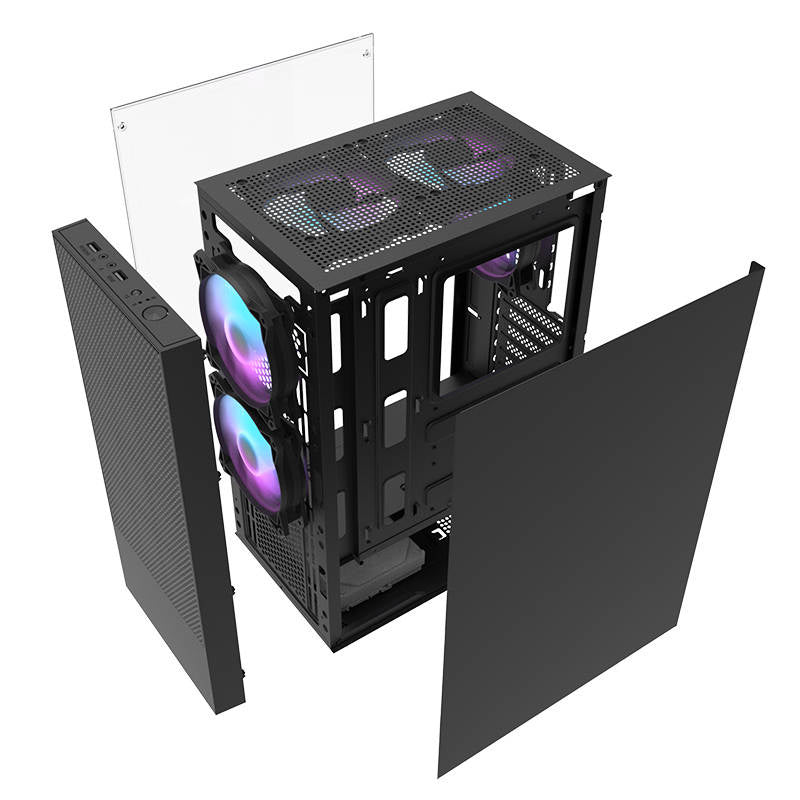 Darkflash A290 computerkabinet (sort) + 3 blæsere