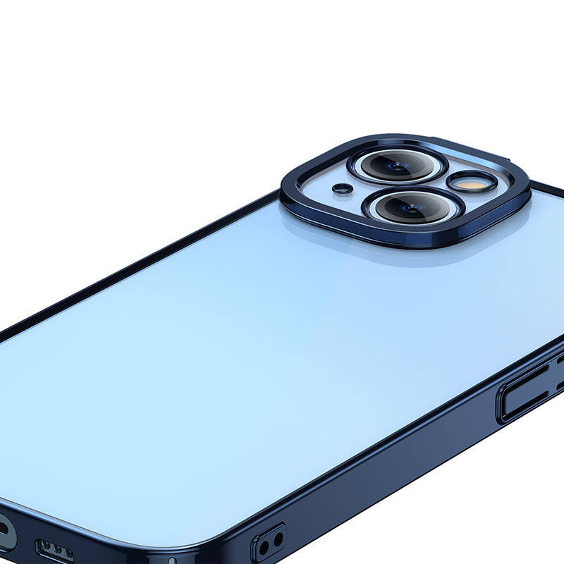 Baseus Glitter sæt med gennemsigtigt cover og hærdet glas til iPhone 14 Plus (blå)