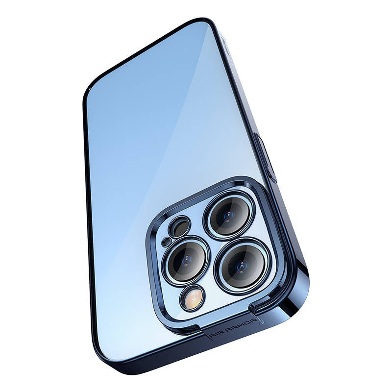 Baseus Glitter sæt med gennemsigtigt cover og hærdet glas til iPhone 14 Pro (blå)
